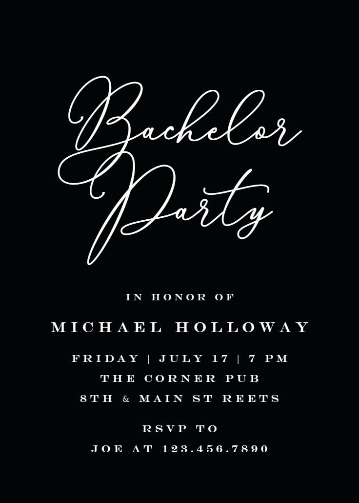 Bold bellisia - bachelor party invitation